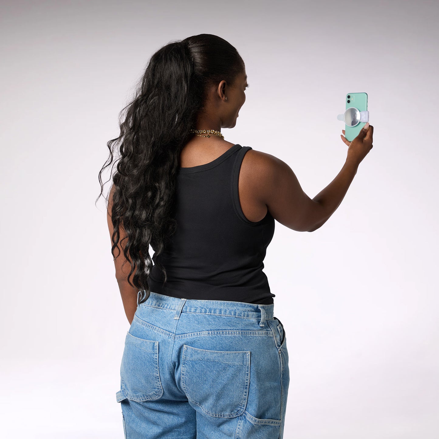 Clip on selfie mirror with LED lighting  for smartphone back camera